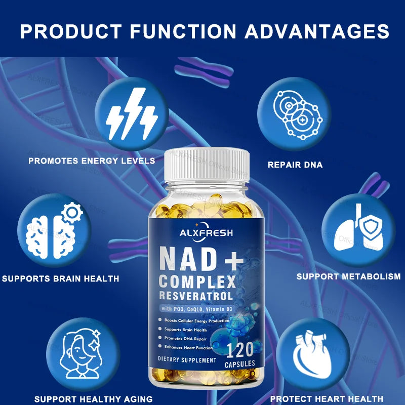 NAD Supplement Extra Strength for Women & Men, Resveratrol, PQQ, CoQ10 & Vitamin B3 – Energy Antioxidant,Cell Health Support