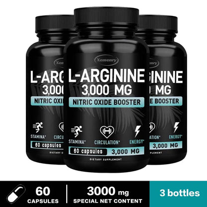 L-Arginine 3000mg Nitric Oxide Booster – Peak Athletic Performance, Endurance & Muscle Growth