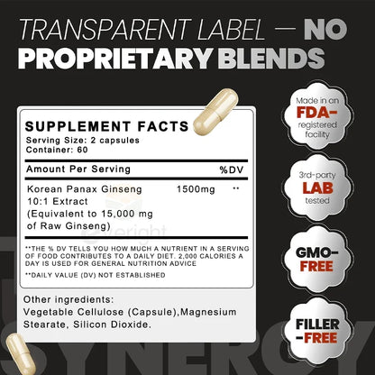 Garmtar Red Korean Panax Ginseng 10:1 Extra Strength - Garmtar Pure Supplements