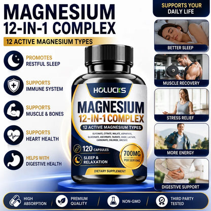 MagnaVital 7-in-1 Pure Magnesium Glycinate Complex – Muscle Recovery, Deep Sleep, Nerve Calming, Heart & Cognitive Memory Vitality