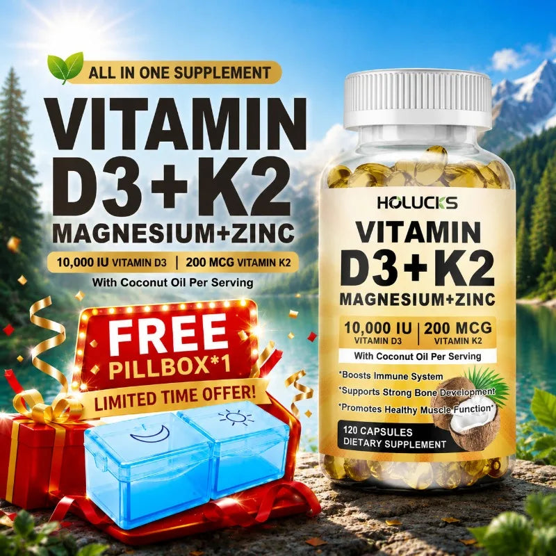 4-in-1 Vitamin Supplement, with D3 K2 MK7 & Coconut Oil, Improve Mood, Immunity & Whole body Vitality