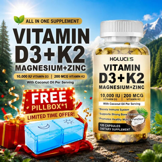 4-in-1 Vitamin Supplement, with D3 K2 MK7 & Coconut Oil, Improve Mood, Immunity & Whole body Vitality