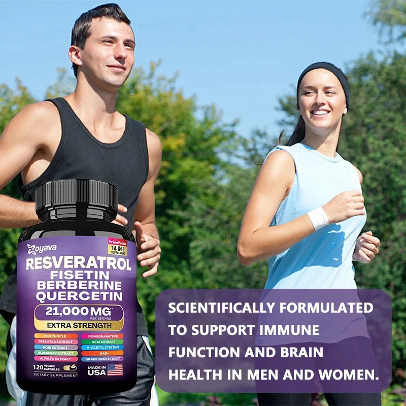 Resveratrol, Fisetin, Berberine & Quercetin Capsules – Senolytic Cellular Health, Metabolism & Immune Antioxidant