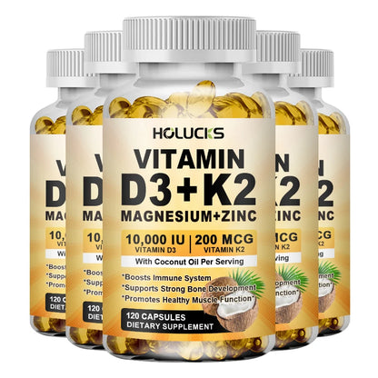 4-in-1 Vitamin Supplement, with D3 K2 MK7 & Coconut Oil, Improve Mood, Immunity & Whole body Vitality