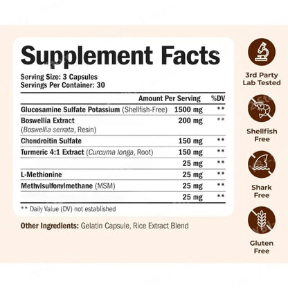 Glucosamine Chondroitin MSM Supplement Capsules with Turmeric Daily Joint Care Support Formula 90 Pieces