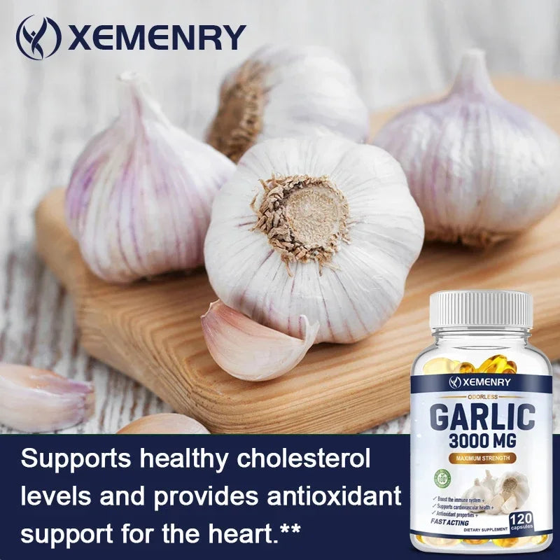 Garlic Supplement - Balances Cholesterol, Good for Heart Health, for Immune and Cardiovascular, Cholesterol Health
