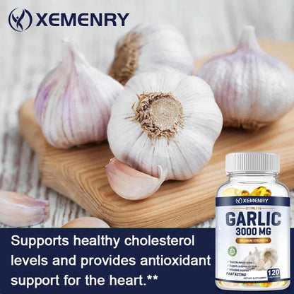 Garlic Supplement - Balances Cholesterol, Good for Heart Health, for Immune and Cardiovascular, Cholesterol Health