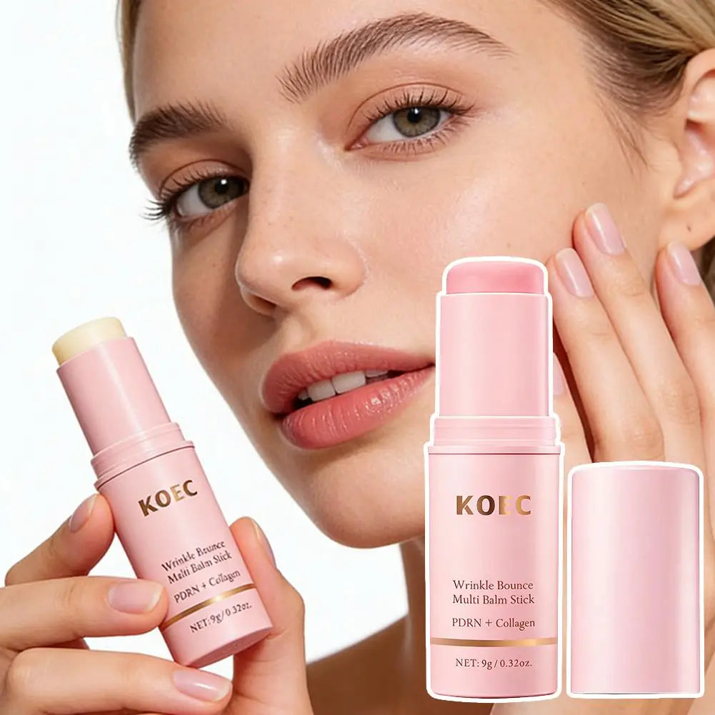 Korean Pink Hydrating Stick PDRN Collagen Stick Bounce Multi Balm Moisturizing Wrinkle Multi-functional Stick Skin Care Makeup