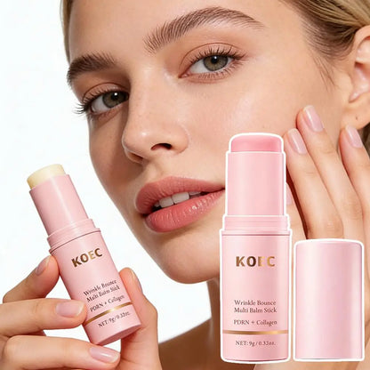 Korean Pink Hydrating Stick PDRN Collagen Stick Bounce Multi Balm Moisturizing Wrinkle Multi-functional Stick Skin Care Makeup